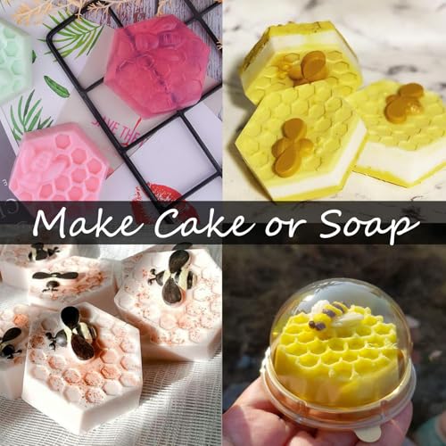 Bee Silicone Molds 2Pcs Honeycomb Silicone Mold Beehive Shape 6 Cavities Molds Set for Homemade Soap Making, DIY Jello, Bath Bomb, Beeswax Candle, Resin - color: bees