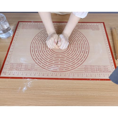 Silicone Pastry Mat 34X26 inch Baking Mat Large Dough Mat with Measurements - color: Red, size: 26"L x 34"W