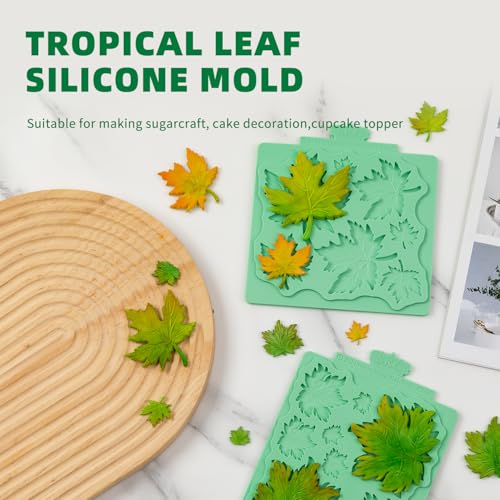 KALAIEN Leaf Molds Silicone,Leaves Chocolate Fondant Molds Set of 2 (Maple) - color: 2 Pcs(maple)