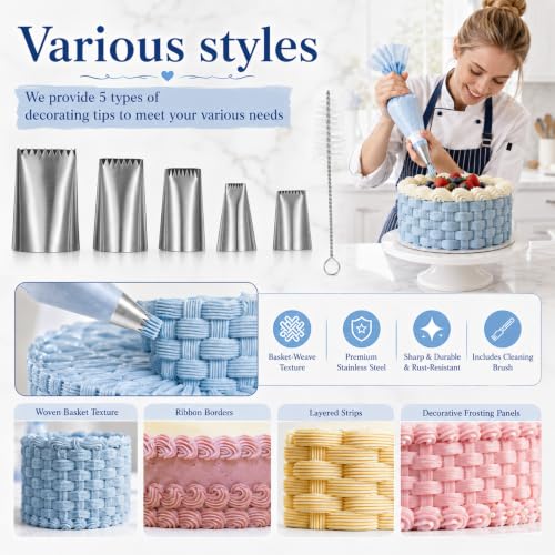 5 Pack Duyas Para Decorar Pasteles Piping Tips with Brush