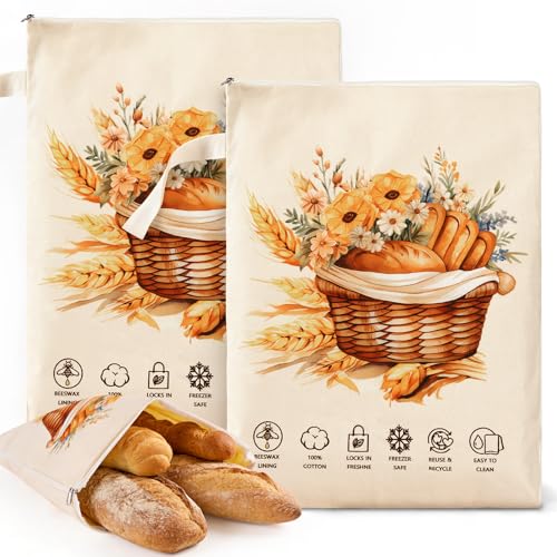 Beeswax Bread Bags for Sourdough 2 Pack, XL 13 x 17 Inch - color: Off White