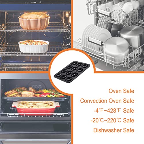 CHEFMADE Nonstick Donut Pan, 12 Cavity Ring Doughnut Pan for Baking Cookies Bagel (Black) - style: 12 Cavity Donut