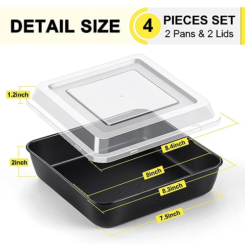 P&P CHEF 8 x 8 Inch Baking Pan with Lid, Nonstick Square Cake Pans - 4Pcs - size: 8 x 8 Inch