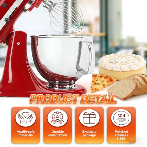 K45WW Whisk Attachment for KitchenAid 4.5 & 5 Qt Tilt-Head Mixers - Dishwasher Safe 6-Wire Stainless Steel Whip - Upgraded Heavy Duty Design for Fast Whipping Cream, Eggs, Frosting - size: Small(K45WW)