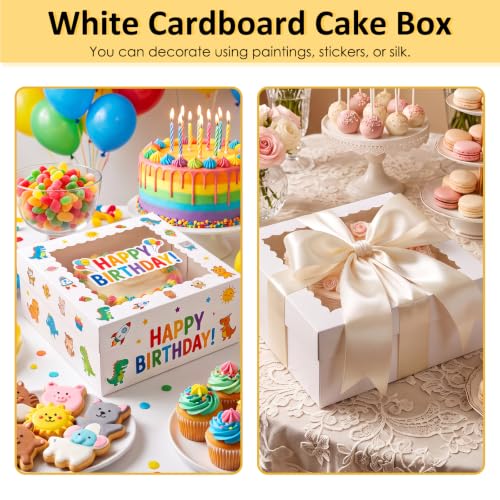 Moretoes 12pcs 14x14x6 Inch Cake Boxes for Tier Cakes for Wedding, Birthday - size: 14*14*6in