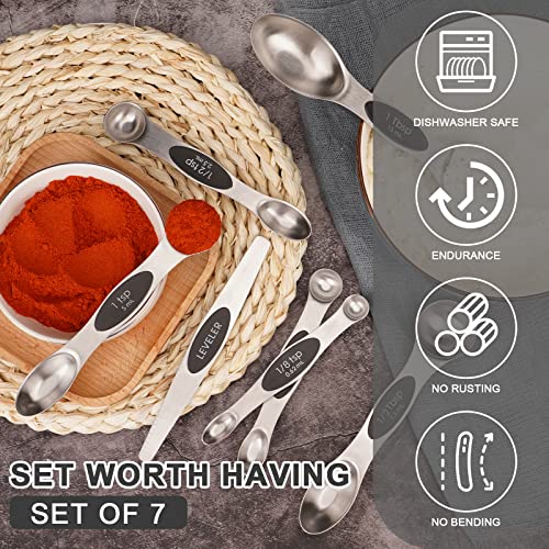 Aovchei 7 PCS Black Magnetic Measuring Spoons Set - size: 7pcs-black
