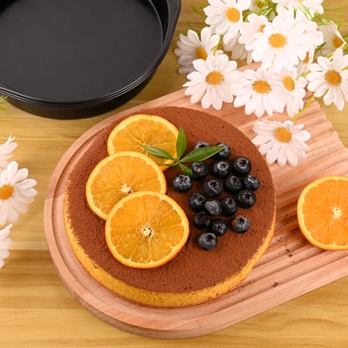 HUAKENER 3 Pcs 8 Inch Round Cake Pans with 100 Pieces Parchment Paper - size: 8 Inch with Handles