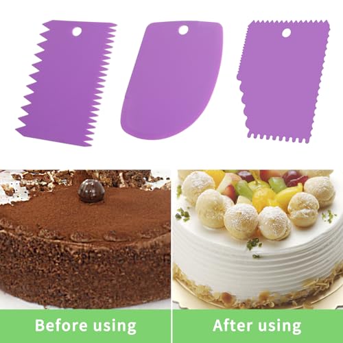 Cake Scraper, 6 Pcs Cake Smoother Scraper, Dough Scraper Purple - color: Purple