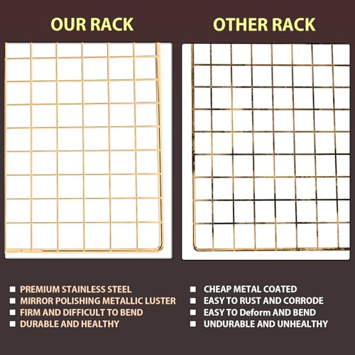 Briout 2PCS Cooling Rack for Cooking and Baking, 16" x 10" Wire Rack, Gold - color: Gold, size: 16"x10"-2PC