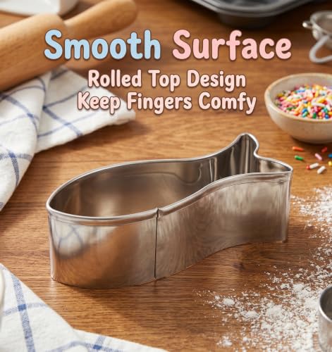 6pcs Fish Cookie Cutter, Stainless Steel Fish Cookie Mold for Baking