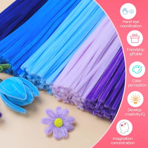 IOOLEEM Blue Pipe Cleaners,200pcs 5 Colors Chenille Stems Bulk for Crafts - color: Blue, size: 200 Count