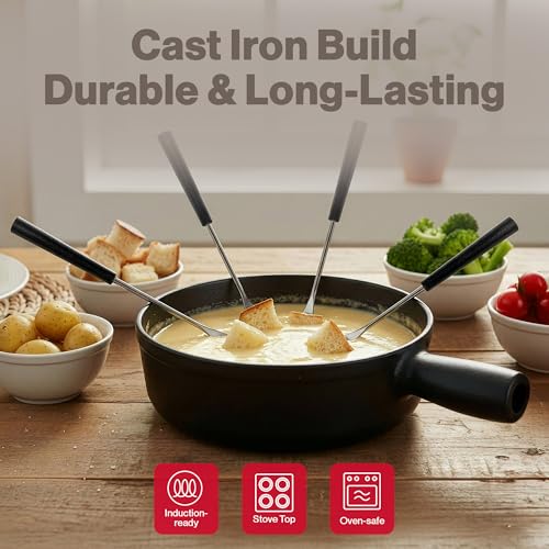 Swissmar Lugano Cast Iron Fondue Pot Replacement, 1.4 Quart, Matte Black - color: Matte Black, size: 1.4 Quarts