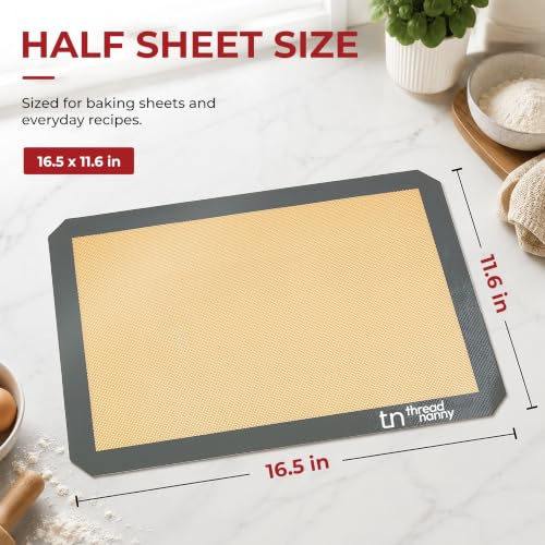 Silicone Baking Mats Half Sheet Non Stick for Oven Reusable 4 Pack - Thick Heavy Duty Silicone Baking Mat Cookie Sheet 1/2 Size for Macaron & Pastry - Half Size Rectangular Cooking Oven Liner Pad - size: 4 Half Sheets