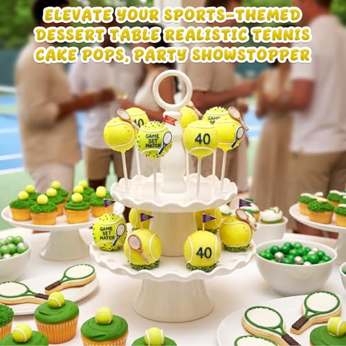 2 Pcs Tennis Cake Pop Mold with 100 Pcs Sticks, Tennis Mold for Sports Ball Theme Cake Decoration, Candy, Cupcake Decorations, Baking Tools Accessories for Home Baking, Birthday Party - style: Tennis