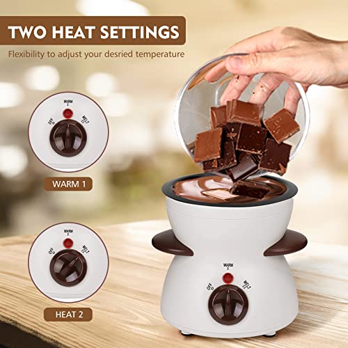 Fondue Pot Set, Mini Electric Fondue Pot Set for Melting Chocolate Cheese, Chocolate Meting Pot fondue maker Machine with Dipping Forks For Holiday Birthday Party Gift-White - color: White