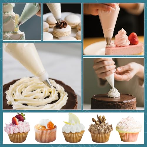 10 Inch Disposable Piping Bags 200PCS, Icing Piping Bags for Frosting, Thickened Non-Slip and Anti-Burst Pastry Bags for all Size Tips Couplers and Baking Cookies Candy Supplies Kits - size: 10 inch