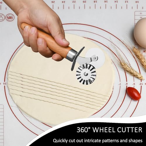 Pasta Cutter Wheel,Double-Wheel Grooved Pastry Cutter