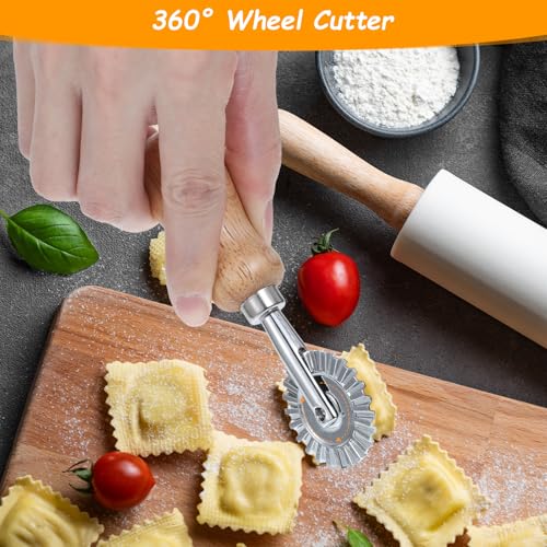 2 Pcs Pasta Cutter Wheel Sturdy Fluted Ravioli Cutter Wheel