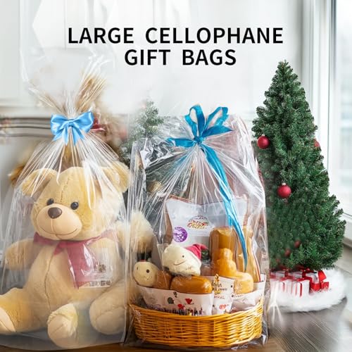woric Large Cellophane Bags 30x40 Inch Clear Cellophane Wrap 6PCS - size: 30x40 Inch