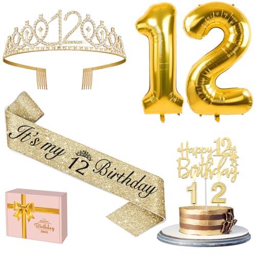 YeohJoy Gold 12th Birthday Decorations for Girls - style: 12nd
