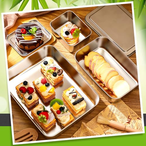 Tioncy 3 Sets Baking Stainless Steel Pan with Lid, 11/9/5 Inch - size: 11/9/5 Inch