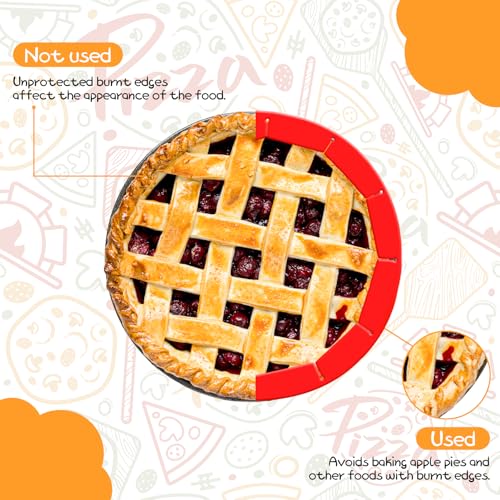 Adjustable Silicone Pie Crust Shield, Reusable for Baking - color: Red