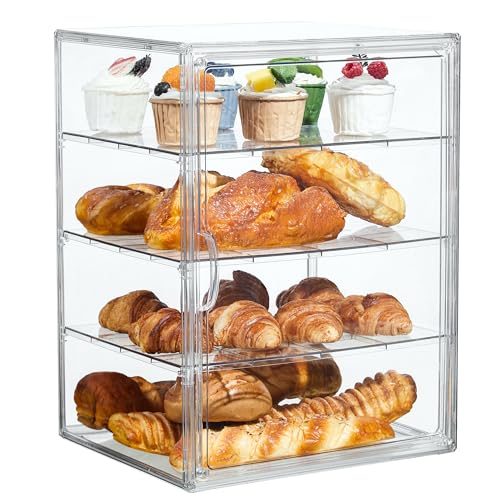 Bread Box for Kitchen Countertop, 4 Layers Pastry Display Case, 1 Pack - size: 4tier 1pcs