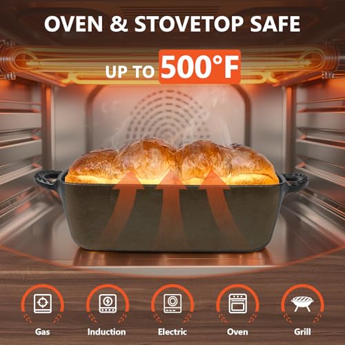 Cast Iron Loaf Pan 9.5x5 Inch, Pre-Seasoned Bread Baking Pan