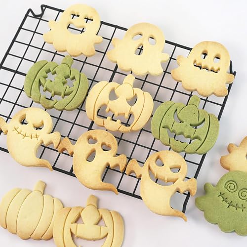 10Pcs Halloween Ghost Cookie Cutters DIY Mix Match Ghost Face Baking Molds - color: Halloween L-10