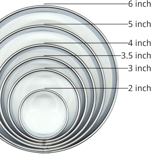 Doczen Large Cookie Cutter Set, 6-Piece Stainless Steel Biscuit Cutters, Heavy Duty Metal Ring for Burger Press & Meat Shaping, Tortilla Crust & Clay Pottery Cutting Tool