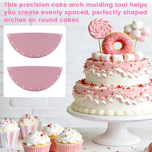 2 PCS Cake Arch Guide Tool, Cake Piping Guide Tool, Ruffle Guide Stencil, Cake Decorating Tools, Cake Ruffle Marker for 6"-10" Cakes