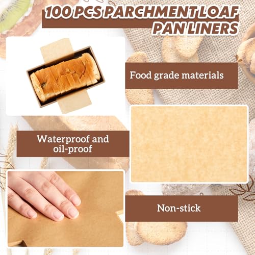Feifeiya 100 Pack Loaf Pan Liners, 13 x 5 Inch Parchment Paper - size: 13.4 x 5.12 Inch