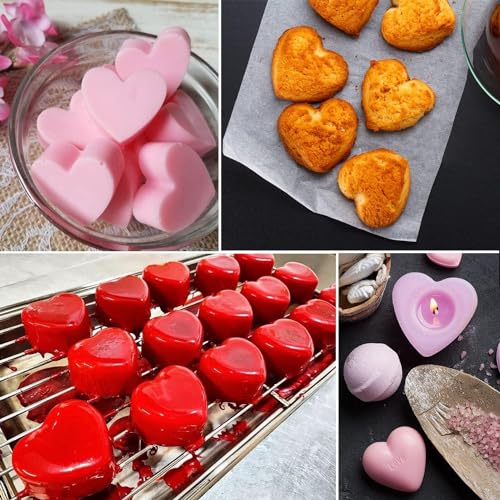 (2 Pack) 6 Holes Heart Shaped Silicone Mold For Chocolate Cake - Heart Silicone Mold for Making Jelly Pudding Handmade Soap Mould Candy Making - color: 2pc- 6 Cup Heart (Chocolate)