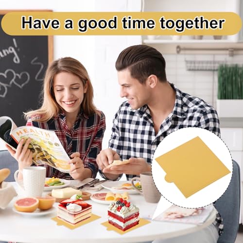 600 PCS 3.5x3.3 inch Mini Square Cake Boards,Premium Golden Mousse Cake Board, Versatile Cupcake Bases & Dessert Displays, Perfect for Parties and Special Occasions(Grease Proof) - size: 600 PCS 3.5x3.3 inch Mini Square Golden