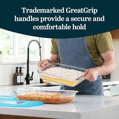 Libbey Baker’s Premium 2 Piece Glass Baking Dish Set, Stackable Casserole Dish with Lid Set, Baking Glassware for Casseroles, Lasagna, Brownies, Cakes - color: Premium - 4pc Rectangle Set
