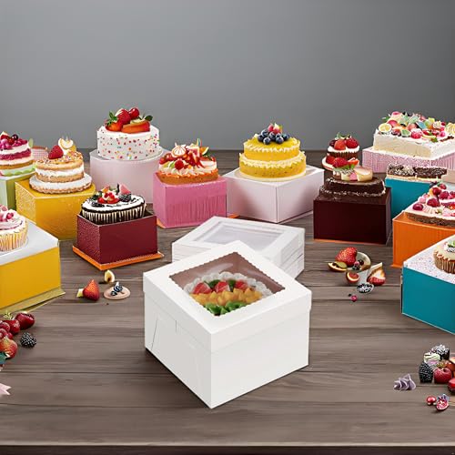 20Pack 12x12x6 Cake Boxes with Window, Sturdy White Cake Boxes for Transporting & Gifting, Easy to Assemble, Perfect for Desserts, and Crocheted Items, Fathers day - size: 12x12x6