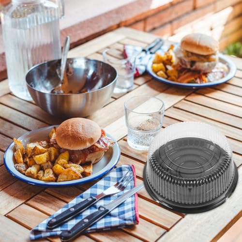 10-Pack Reusable Round Cake Boxes with Lids 9.44X9.44X3.54In Plastic Cake Containers for Birthday Wedding Party Carrying and Display
