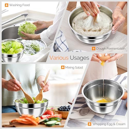 HaWare Stainless Steel Mixing Bowls with Airtight Clear Lids, 24PCS, Black - color: Black