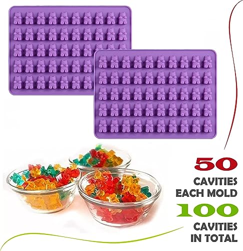 2 Piece Gummy Bear Silicone Molds For Chocolate Candy (Purple) - color: Purple