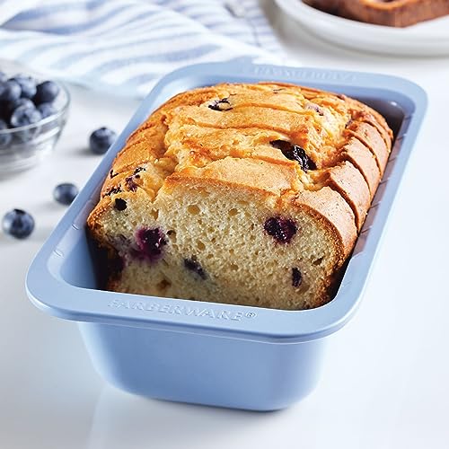 Farberware Easy Solutions Nonstick Bakeware Meatloaf/Loaf Baking Pan, 9 Inch x 5 Inch with Portion Marks - Blue - size: Loaf Pan (9 x 5 inches)