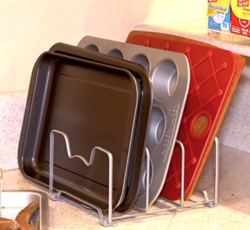 Simple Houseware Cabinet Bakeware Organizer Rack Holder, 2 Pack, Silver - color: Sliver