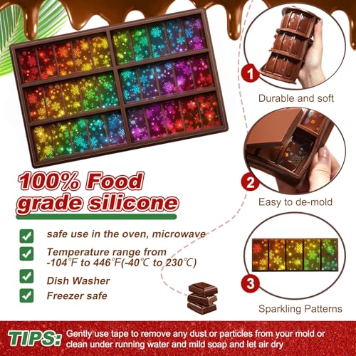 Christmas Snowflake Candy Molds Holographic Chocolate Mold Silicone - color: Rectangle, style: Rectangle