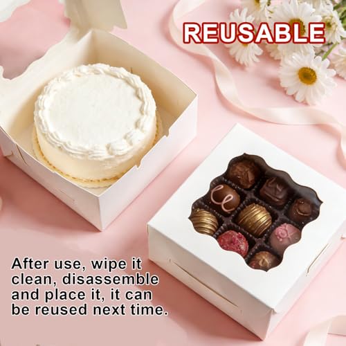 25Pcs Cookie Boxes with Window for Macarons Pastry 6x6x3Inches - size: 6x6x3inches/25pcs