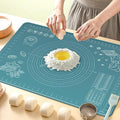 Silicone Pastry Mat 24" x 16" Extra Thick Non Stick Baking Mat with Measurements and Edge Heightening, Food Grade Silicone Rolling Mat for Pastry, Bread, Cookies, Pizza, Fondant, Pasta - color: Indigo, size: 24"L x 16"W