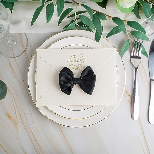 AIMUDI Black Satin Ribbon Twist Tie Bows for Treat Bags - 3.5" Black Bows for Crafts, Gift Wrapping & Wedding Favors - 24 Counts - color: Black