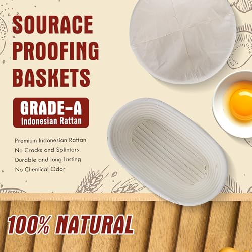 Complete Sourdough Starter Kit,10 Inch Round & 9 Inch Oval Banneton Sourdough Bread Baking Supplies With Sourdough Starter Jar, Sour dough Starter Kits for Women, Men, and Bread Bakers - style: Bread Proofing Basket Set