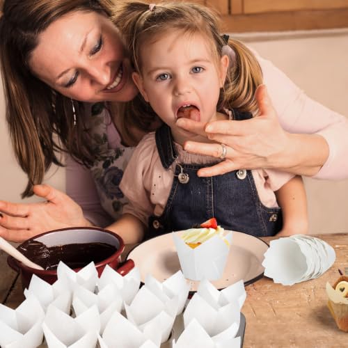 120PCS White Tulip Cupcake Liners for Baking Cups, Muffin Liners Holders - color: White