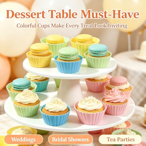 12 Pack Silicone Baking Cups, 4 Colors Silicone Muffin Liners Reusable - color: 4 Colors