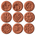 JBK Pottery Terra Cotta Cookie Stamps for Baking, Oven & Dishwasher Safe - Cookie Cutter, Molder, Stamper Press, Ideal for Cookies, Polvoron, Pastry, Shortbread, Butter - Unique-Full Set of 9 Designs - size: Unique - Set of 9 Designs