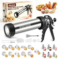 3-in-1 Cookie Press and Churro Maker, Stainless Steel Baking Gun (Black,5"×7")